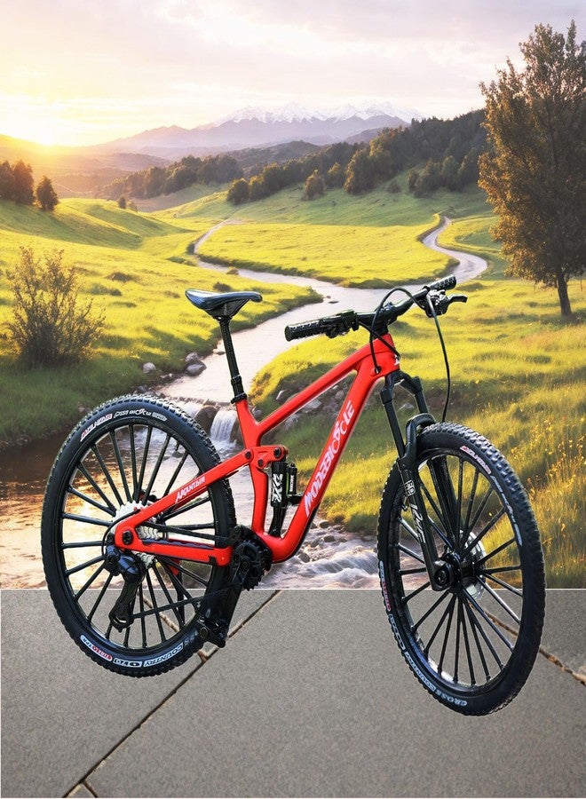 Kuasting 1:8 Scale Alloy Mountain Bike Toy Downhill Mini Bicycle Model DS Cake Topper DF Toy Desktop Decoration Crafts for Cycling Lovers Bike Racers Athletes Children Boys and Girls (Red) - Image 2